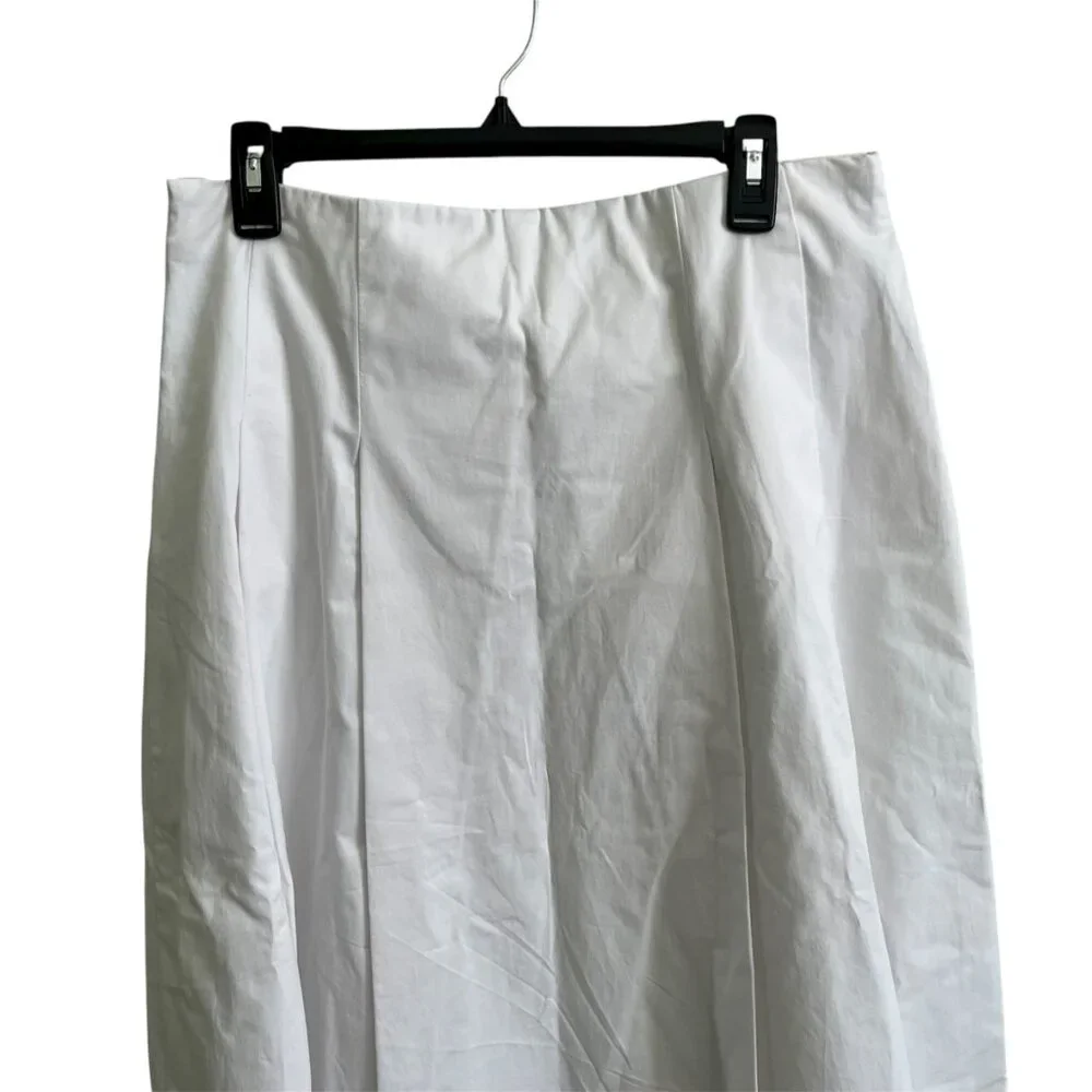 Zara White Pleated Midi Skirt - Size Large - Organic Cotton - Minimalist Chic - Picture 8 of 11